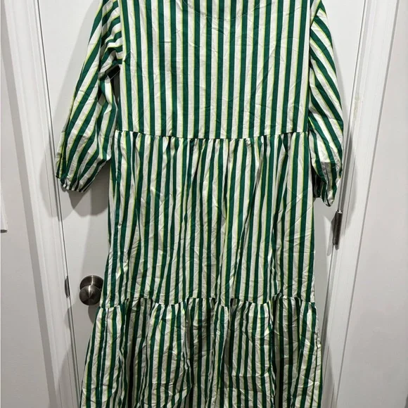 Maeve Anthropologie Dress with Green and White Stripes